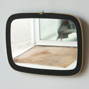 Miroir Ovale - Fond Noir et contour doré