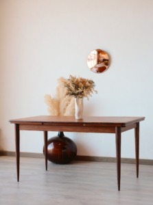 Table de Repas Vintage en Teck – Design Scandinave Extensible