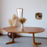 Table à manger vintage chêne ronde design scandinave