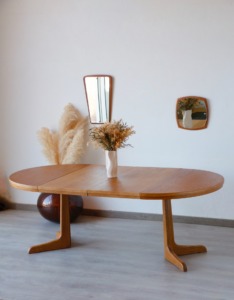 Table à manger vintage chêne ronde design scandinave