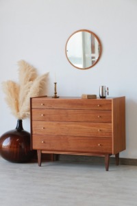 Commode vintage noyer 4 tiroirs années 50