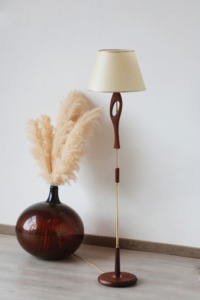 Luminaire Vintage Scandinave en Teck et Laiton (Années 60)