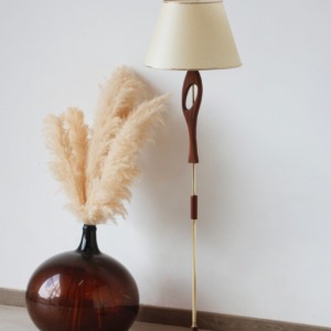 Luminaire Vintage Scandinave en Teck et Laiton (Années 60)