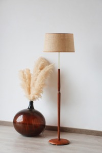 Lampadaire Vintage - Années 60 - Teck & Raphia