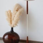 Luminaire Vintage Scandinave en Teck/Métal Chromé/Coton