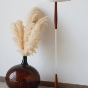 Luminaire Vintage Scandinave en Teck/Métal Chromé/Coton