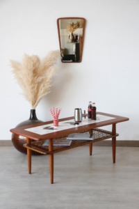 Table basse teck céramique vintage Gemina Møbler Danemark