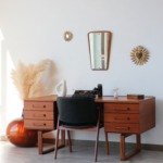 Bureau freestanding teck scandinave annees 60 Henning Jensen et Torben Valeur pour Dyrlund