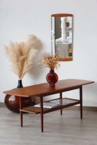 Table basse vintage danoise double plateau | Teck 1960