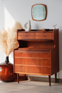 secretaire danois en teck vintage annees 60 design scandinave
